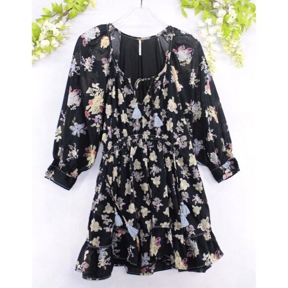 Free People Camella Mini Dress Women's Floral Printed Cotton Ruffle Sz XS - Picture 1 of 5